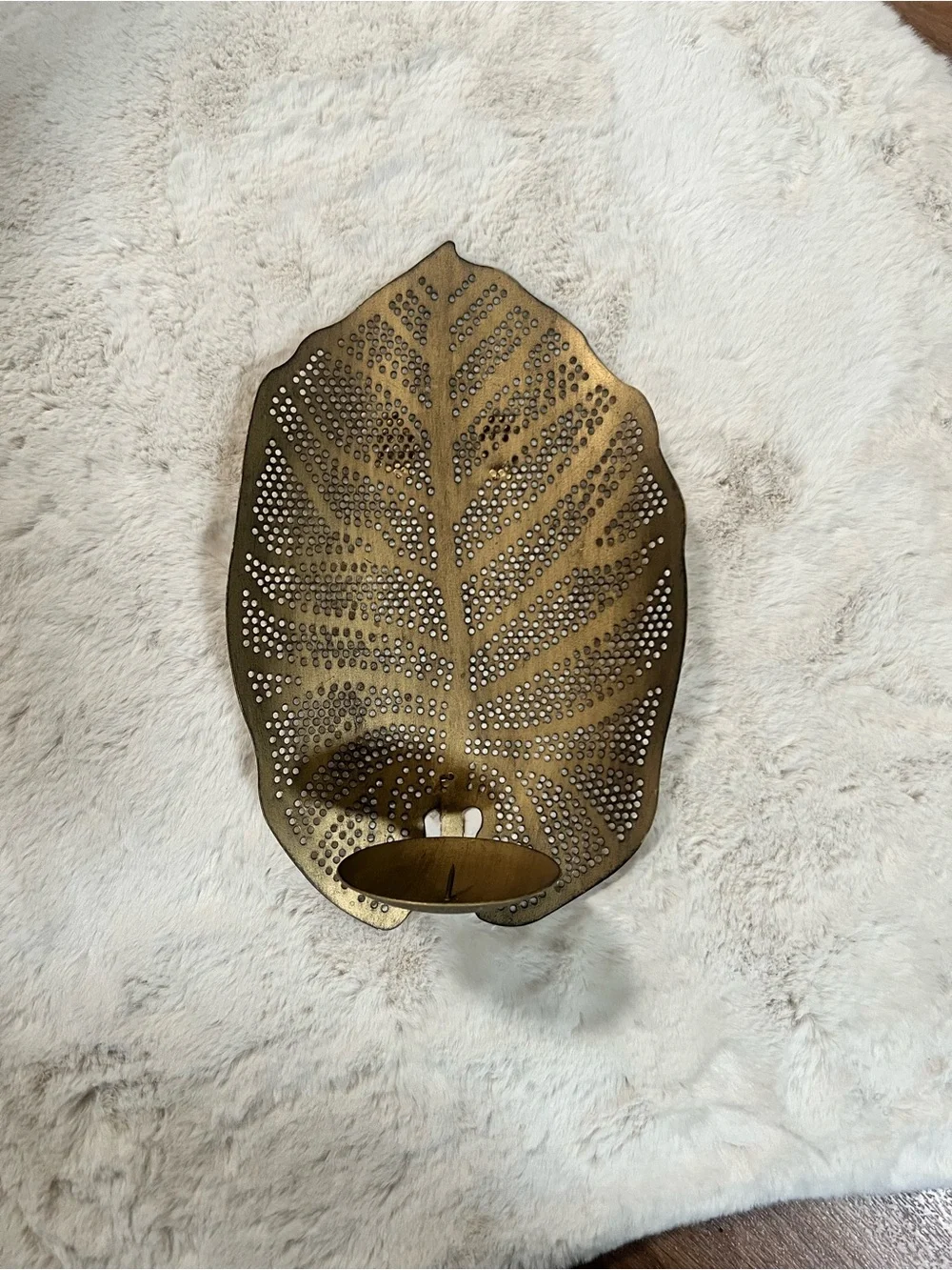 Gold Metal Leaf Wall Sconce Candle Holder - Home Wall Decor